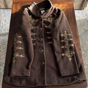 Bob Mackie Brown Cape with Colorful Embroidery